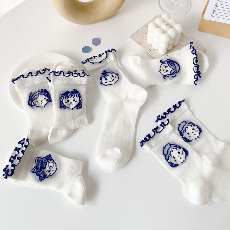 Vớ Lụa Xuyên Thấu Viền Cong Mềm Mại Phong Cách Lolita Nhật Bản Cho Nữ