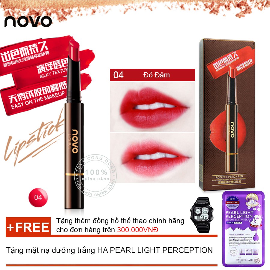 Son thỏi siêu mịn bền màu không trôi Novo Rotate Lipstick Pen 5171 + Tặng mặt nạ dưỡng trắng HA