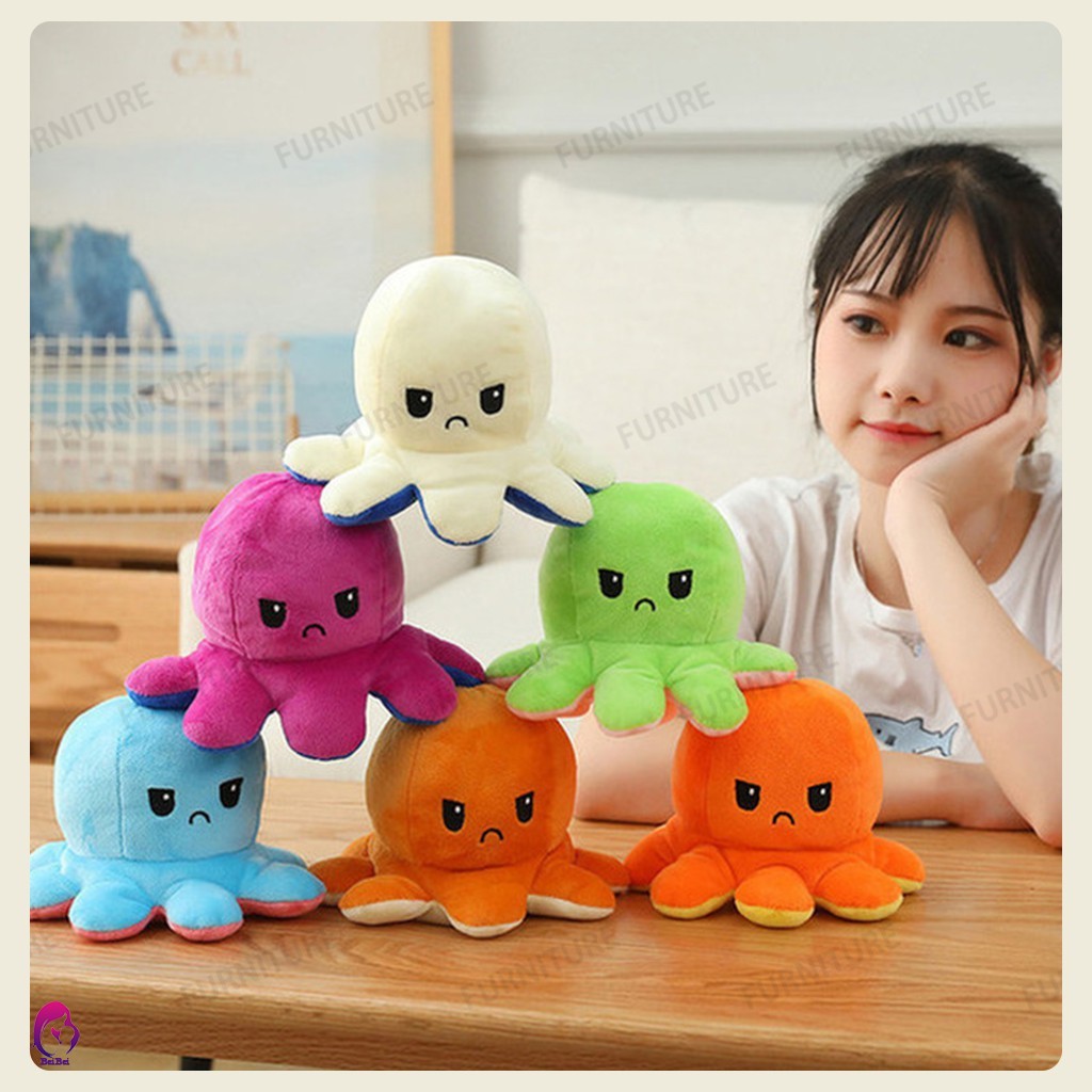 bạch tuộc cảm xúc Reversible Octopus two color Bạch tuộc nhồi bông cảm xúc