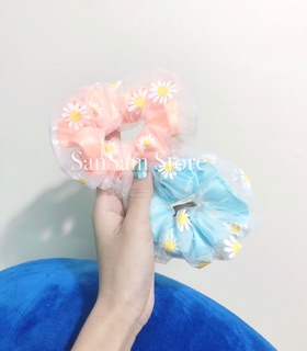 (Ảnh thật shop chụp) Cột tóc scrunchie 2 lớp hoa cúc
