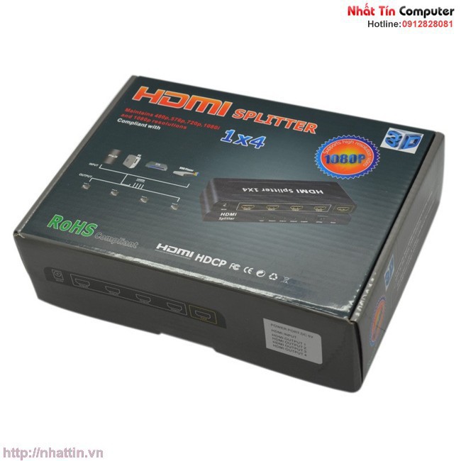 Bộ chia HDMI 1 ra 4 cổng 3D, 4K*2K - HDMI splitter 1 x 4 Chính Hãng OMEGA HDSP4