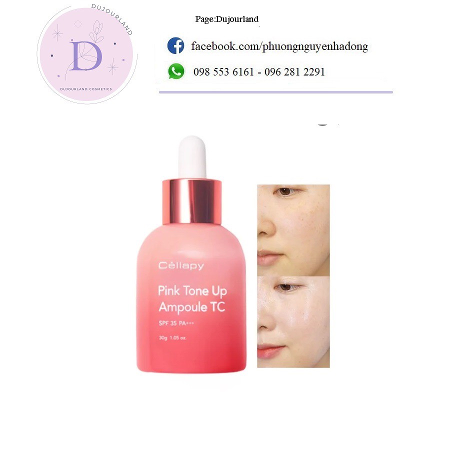 (Có bill chuẩn) ( Mẫu Mơi) SERUM DƯỠNG TRẮNG HỒNG NÂNG TONE CELLAPY PINK TONE UP AMPOULE 30ML