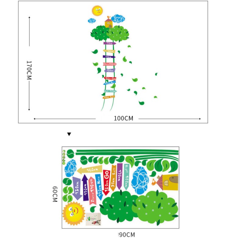 Decal dán tường thước đo cầu thang