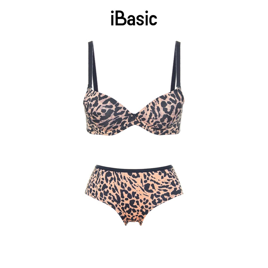 Set áo ngực có gọng mút vừa cup demi hoạ tiết iBasic BRAW150 và quần PANW150