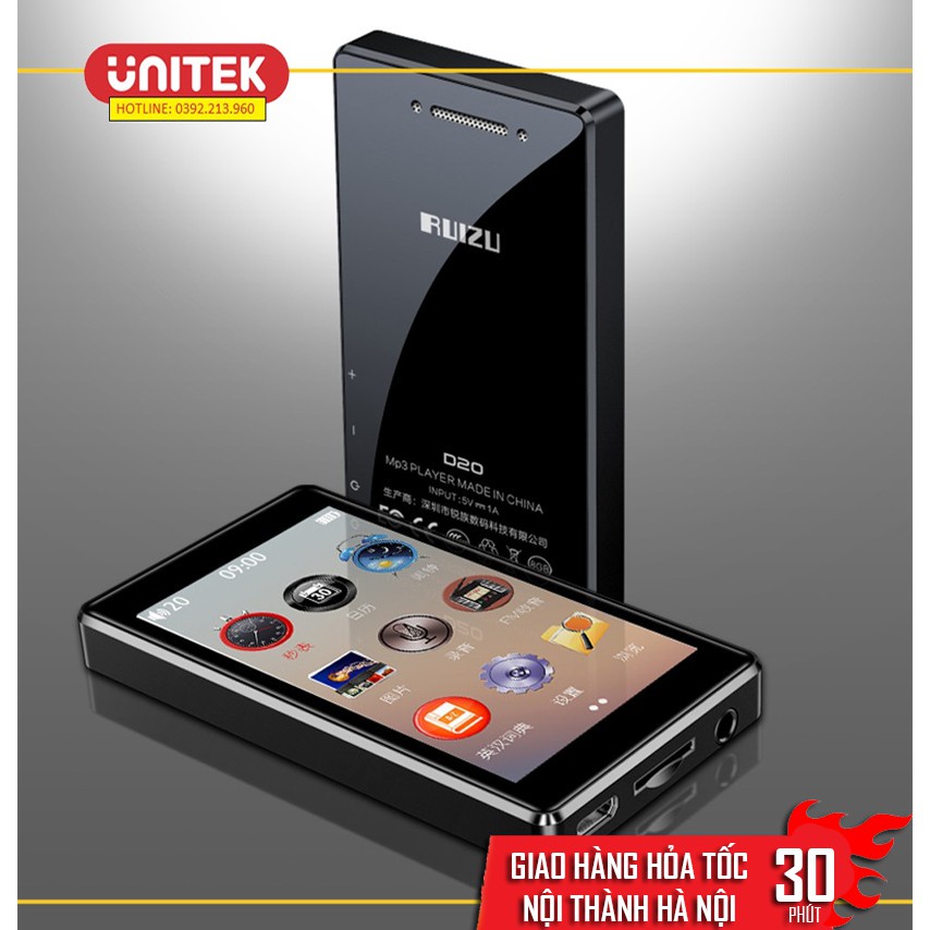 ✥Máy Nghe Nhạc Lossless MP3 MP4 Màn Hình Cảm Ứng 4 inch Bluetooth Ruizu D20 (H1) Bộ Nhớ Trong 8GB