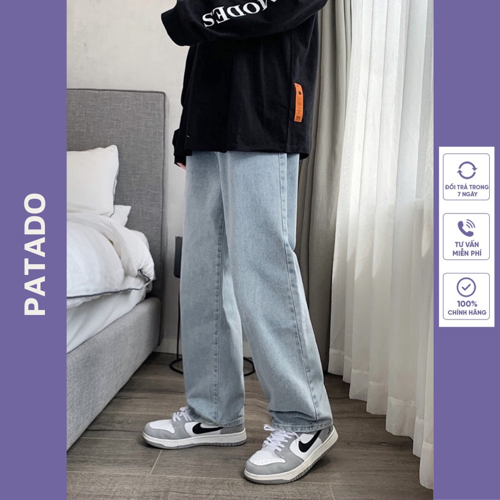 Quần jean nam baggy ống rộng suông đứng chất bò cao cấp PATADO SR01 hottrend 2022