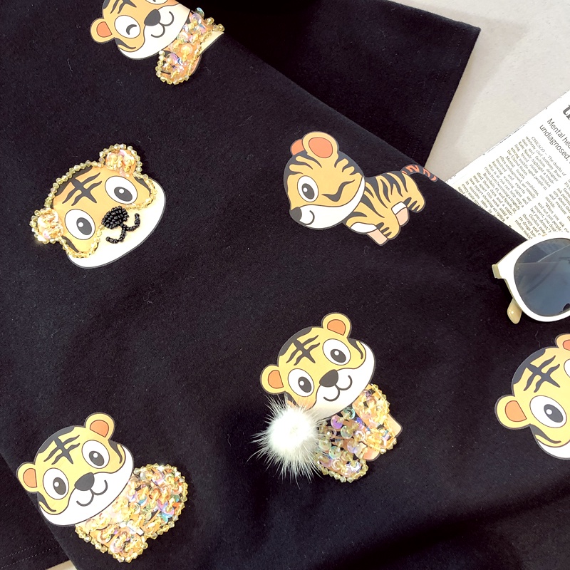 Áo Thun Nữ Ngắn Tay In Hình Cọp Ba Chiều Độc Đáo Mới