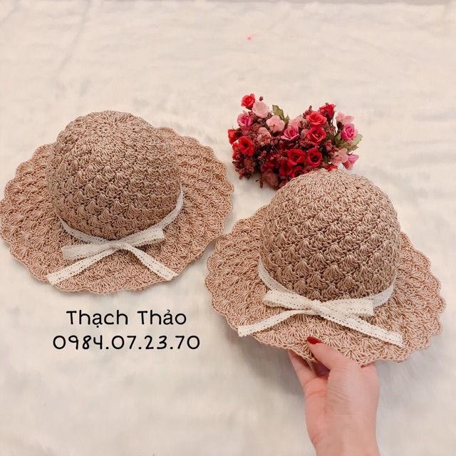 Mũ sò sợi thô cho bé gái