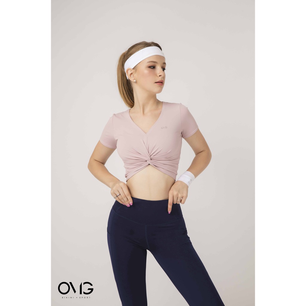 Áo tập Nữ OMG Sport kiểu croptop xoắn eo- màu Hồng - BG082_PK