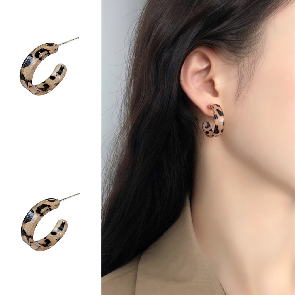 Khuyên Tai Họa Tiết Da Báo Phong Cách Hàn Quốc C97