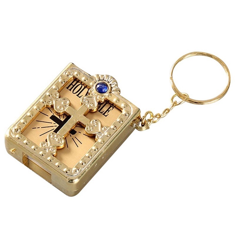 DL New Mini Bible Keychain English Holy Bible Religious Christian Jesus Book Cross