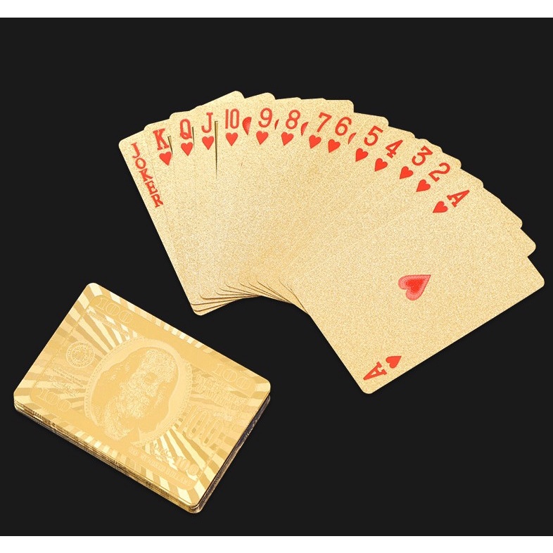 Bài tây poker nhựa cao cấp mạ nhũ màu vàng chống thấm nước uốn cong chính hãng dododios