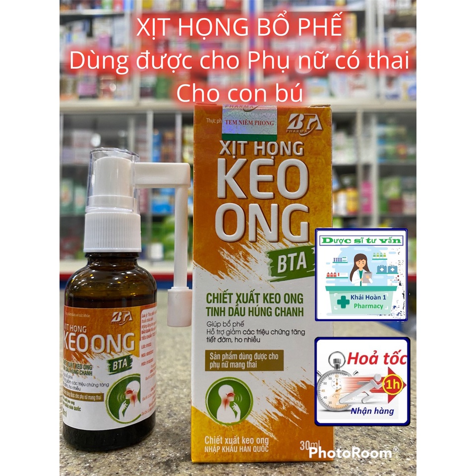 Xịt Họng Keo Ong BTA- Giúp bổ phế, Giảm ho, Đau họng(Chai xịt 30ml)