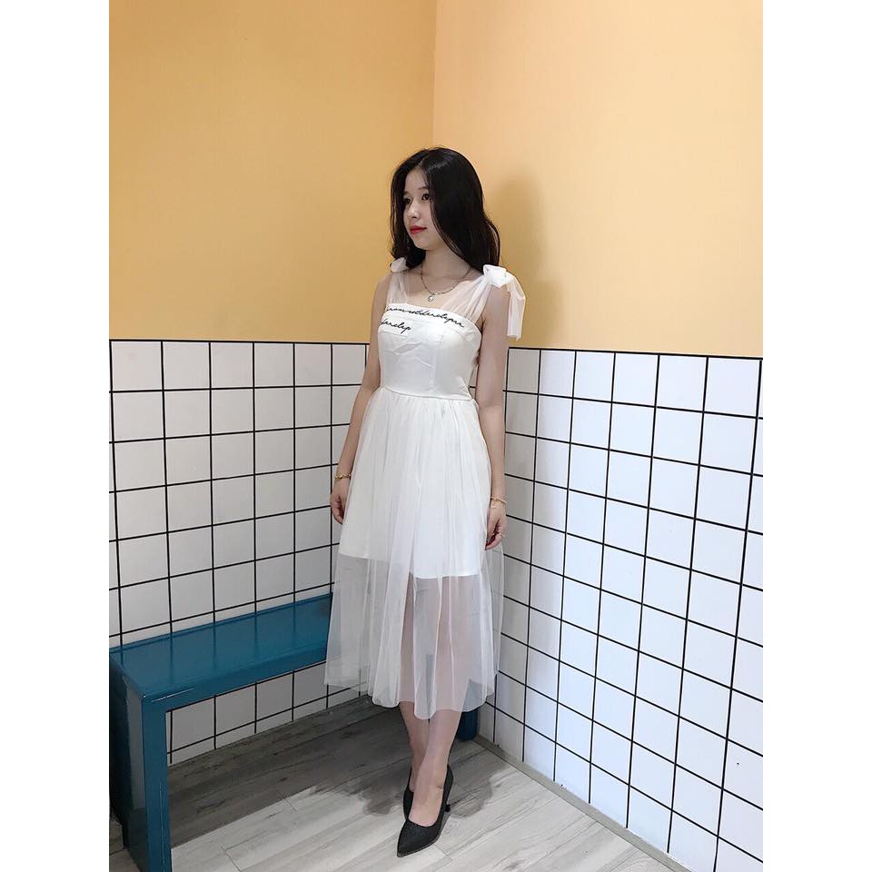 Đầm dự tiệc đi đám cưới, đầm ôm body phối voan lưới thời thượng Vanessa Dress kèm ảnh thật