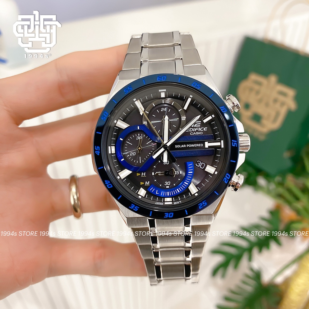 Đồng hồ nam Casio Edifice EQS-920DB-2A dây thép không gỉ, năng lượng mặt trời, chống nước 100m, hàng