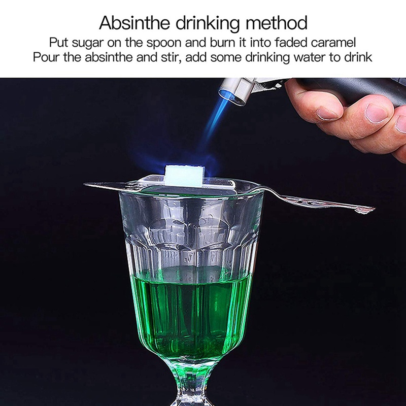 Set 2 Muỗng Ăn Cocktail Bằng Thép Không Gỉ Absinthe Phong Cách Gothic