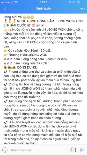 [HÀNG MỚI VỀ] NƯỚC HỒNG SÂM LINH CHI JEONGWON CAO CẤP HÀN QUỐC