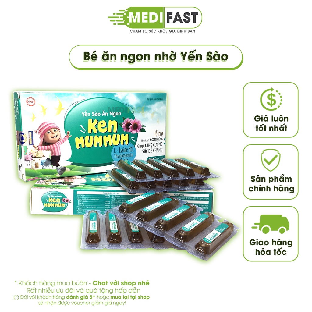 Yến sào ăn ngon giúp bé ăn ngon miệng, ngủ ngon không quấy khóc ban đêm, tăng đề kháng - Hộp 20 ống Yến xào