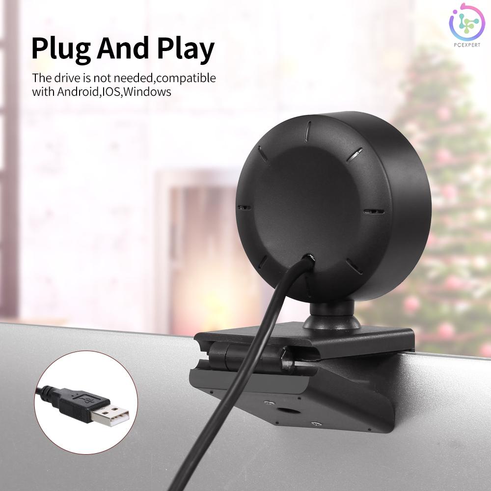 1080P HD Webcam with Ring Light Mini Autofocus Webcam Built in Microphone Webcam for Video/Live Streaming/Videoconferencing