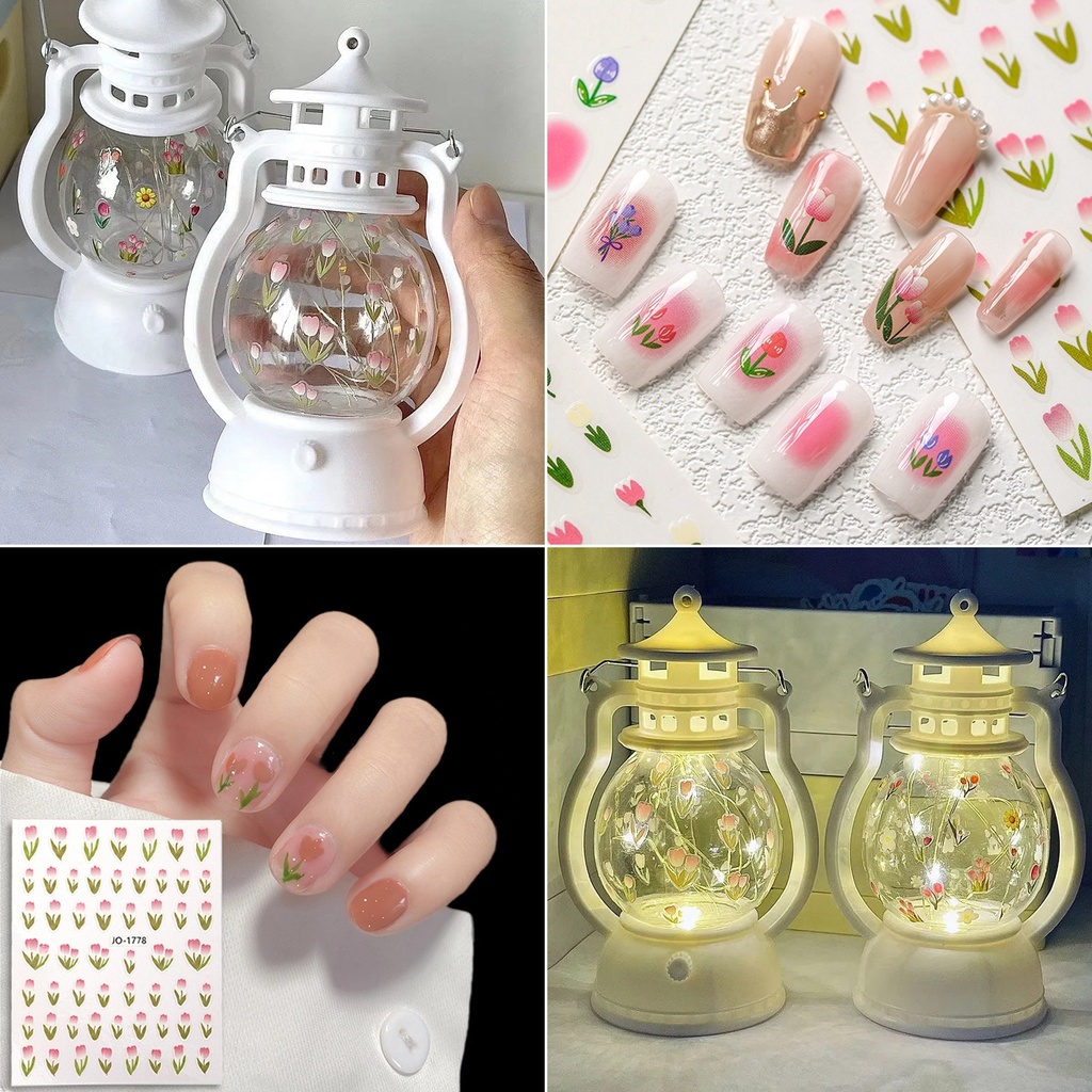 Miếng Dán Trang Trí Móng Tay Hình Hoa Tulip Xinh Xắn