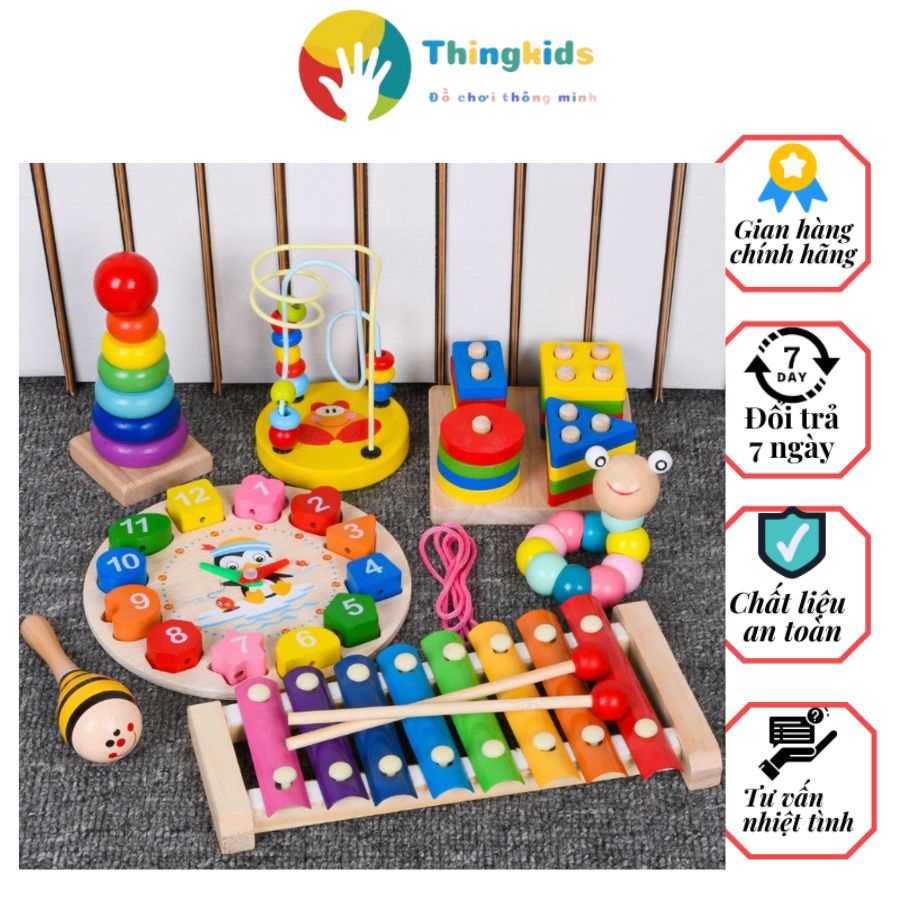 Combo 6 Món Đồ Chơi Gỗ Thông Minh An Toàn cho bé - Thingkids