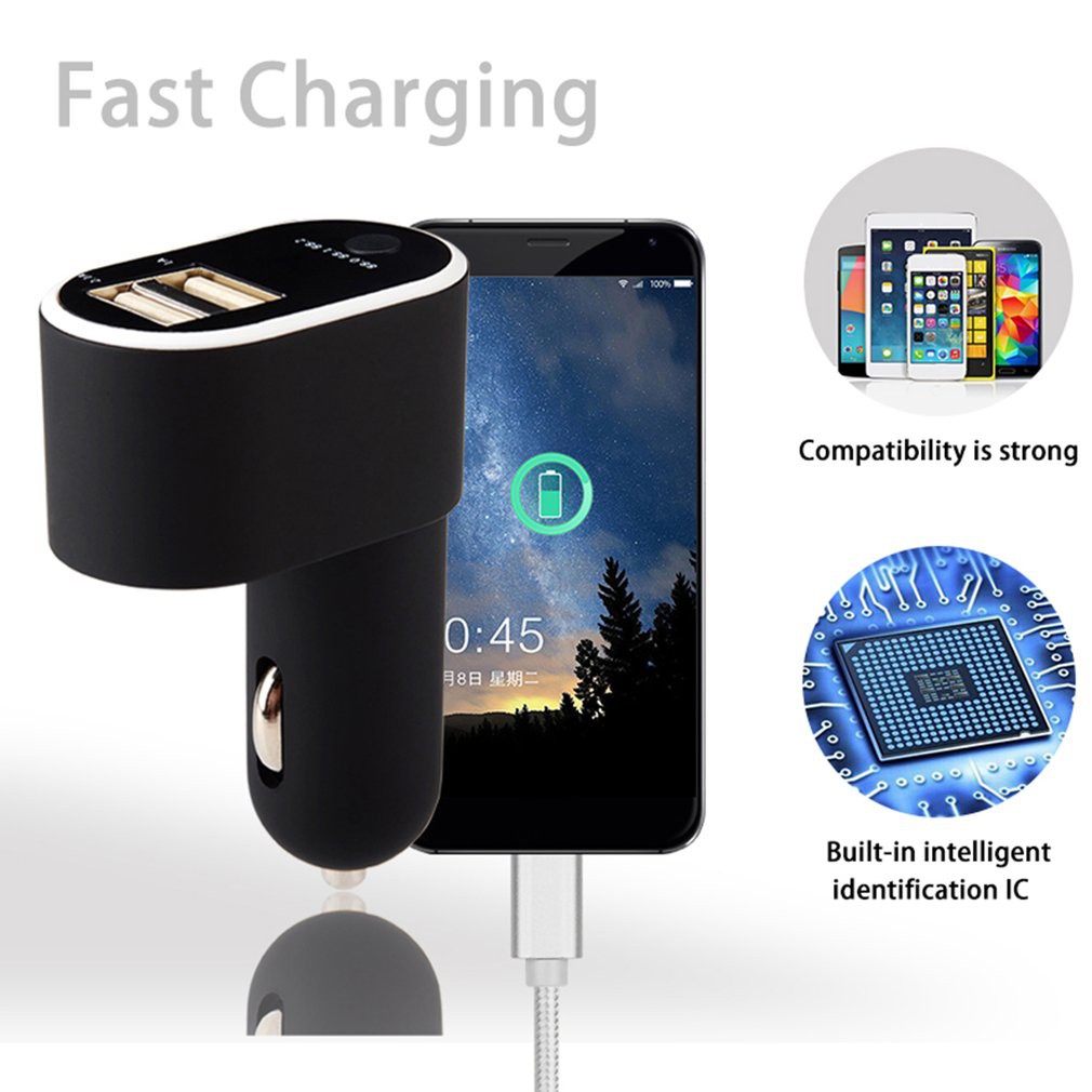 [HT11]Smart Car Charger Dual USB MP3 Player Support FM Hands Free Calling