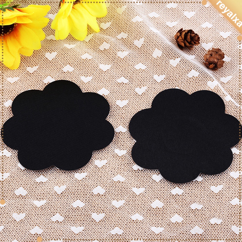 Set 40 miếng dán ti bằng satin màu đen họa tiết hoa dùng một lần