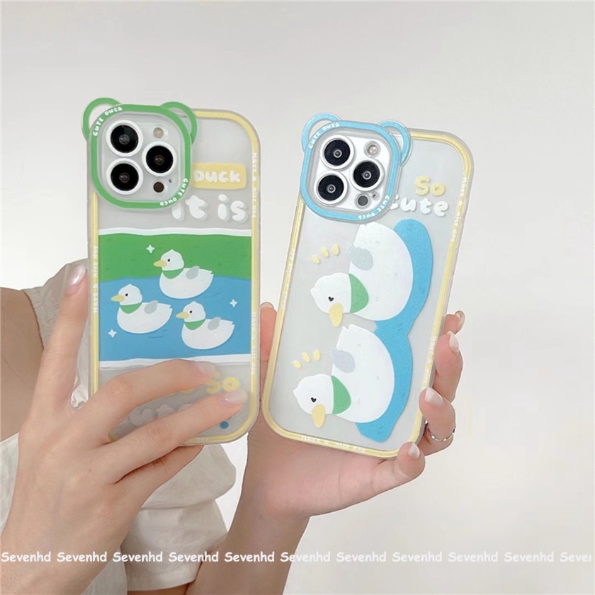 Ốp Điện Thoại Mềm Họa Tiết Tai Gấu / Vịt Trắng Cho iPhone 14 13 12 11 Pro Max Xs Max Xr X 6 6s Plus