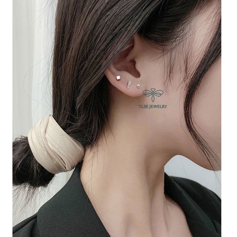 Khuyên tai bạc nữ TLEE Set bông tai 5 món trendy xinh xẻo TleeJewelry B0210