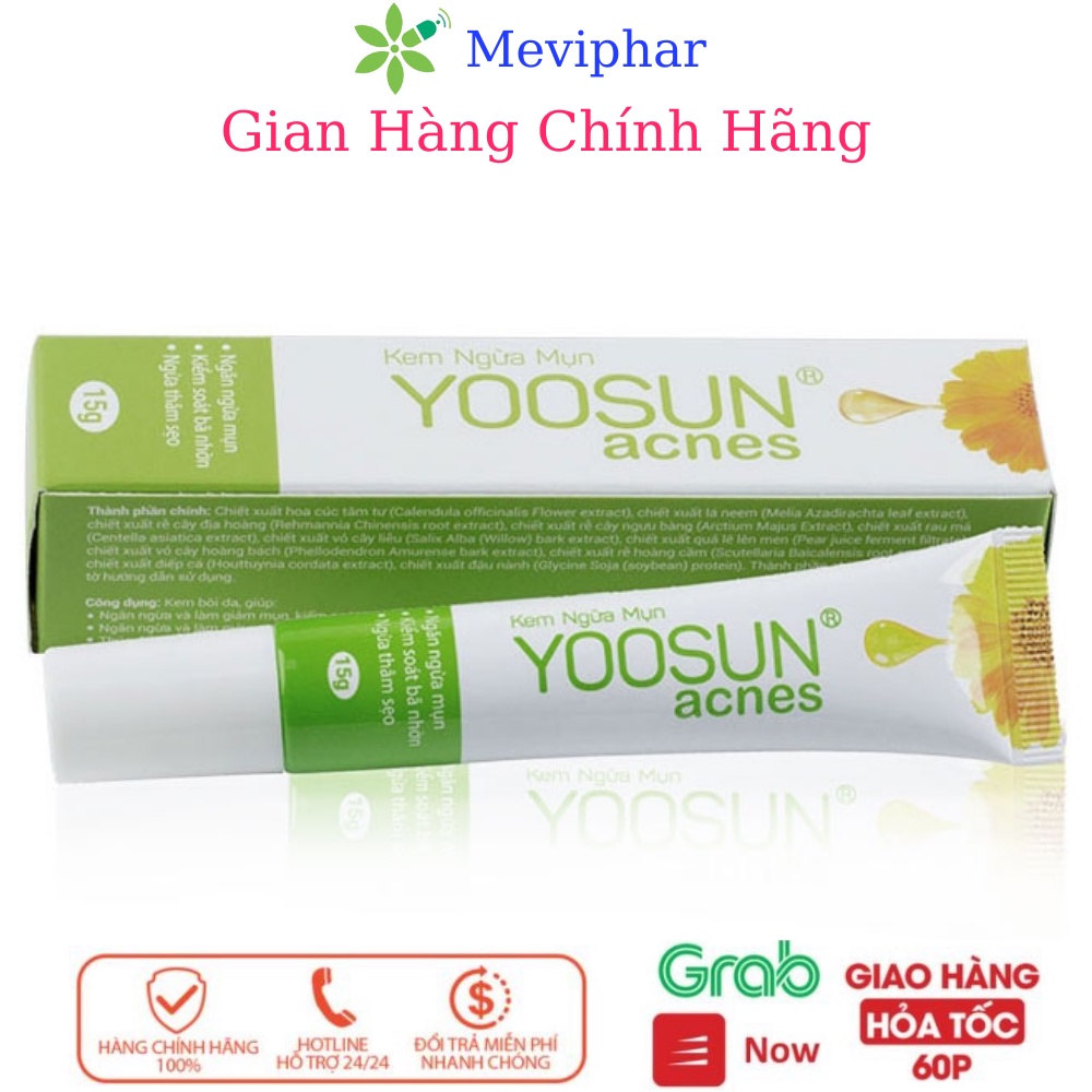 Kem Ngừa Mụn Yoosun Acnes Tuýp 15g - Sạch Mụn,Thâm Từ Thảo Dược,Cho Da Dầu,Khô Đầu Đen,Mụn Mủ