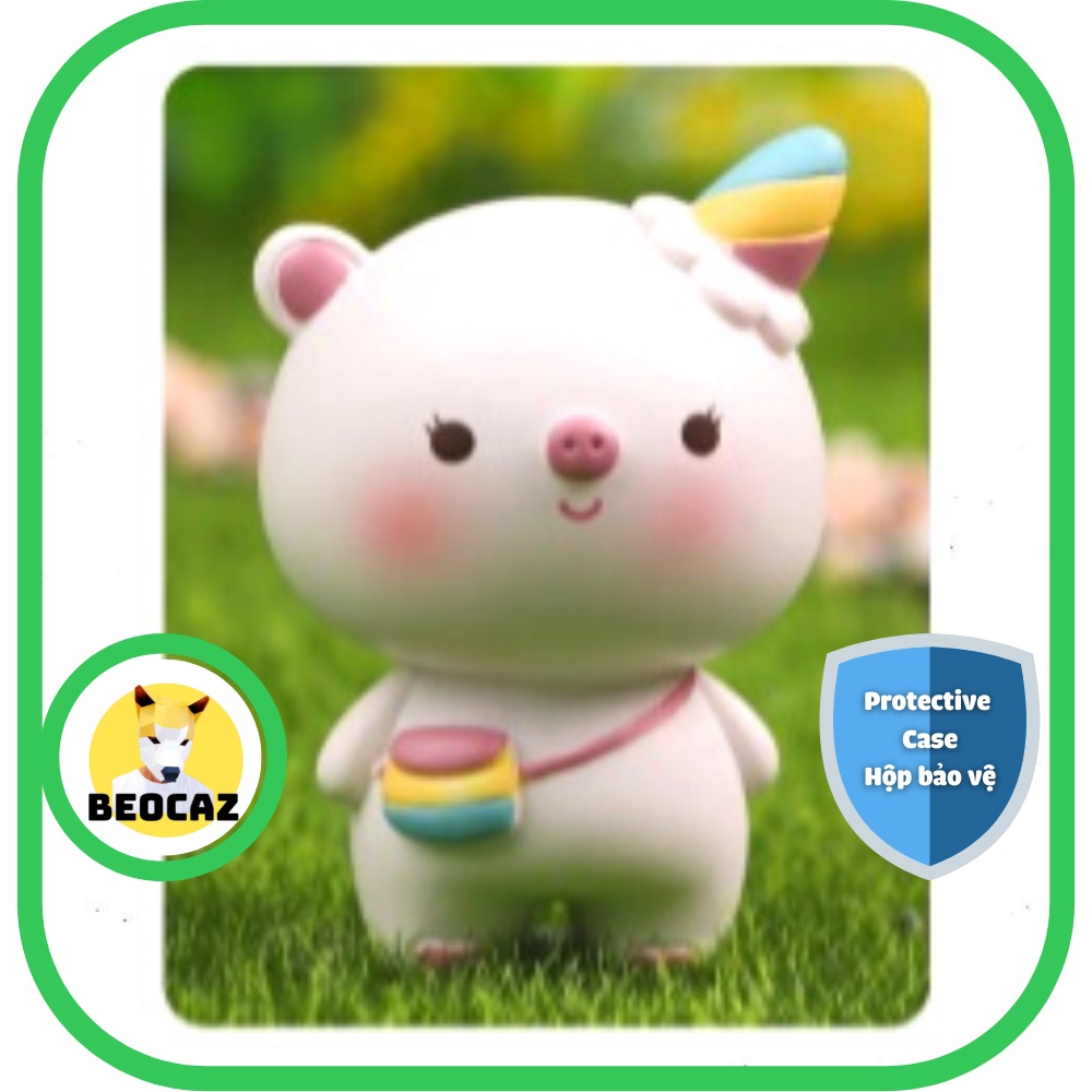 [Full Box Tặng Hộp Bảo Vệ] Mô hình lợn cầu vồng heo hồng Rainbow Piggy dễ thương may mắn trang trí quà tặng Beocaz