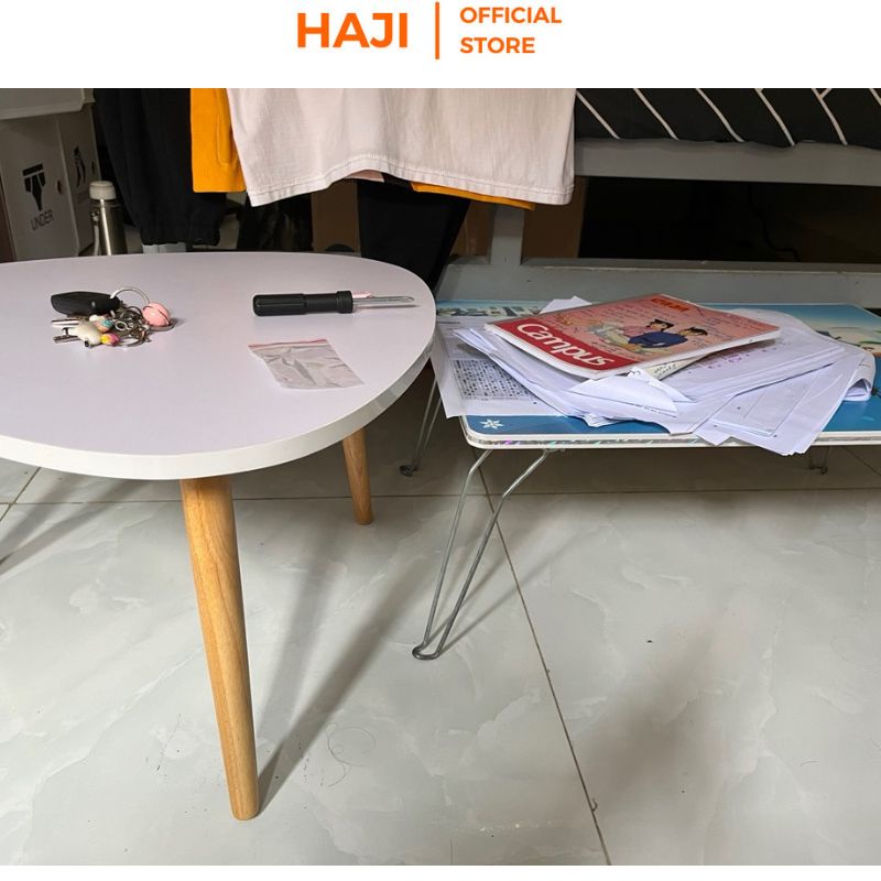 Bàn cafe mini hình oval bo góc tinh tế hiện đại chống nước HAJI A77