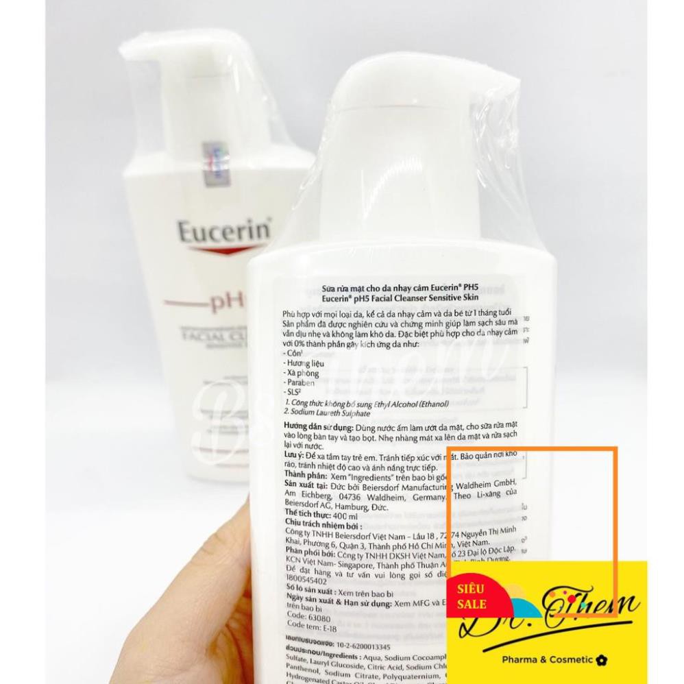✅[CHÍNH HÃNG] Sữa Rửa Mặt Eucerin pH5 Cho Da Nhạy Cảm Facial Cleanser - Eucerin PH5 Facial Cleanser Sensitive Skin 400ml