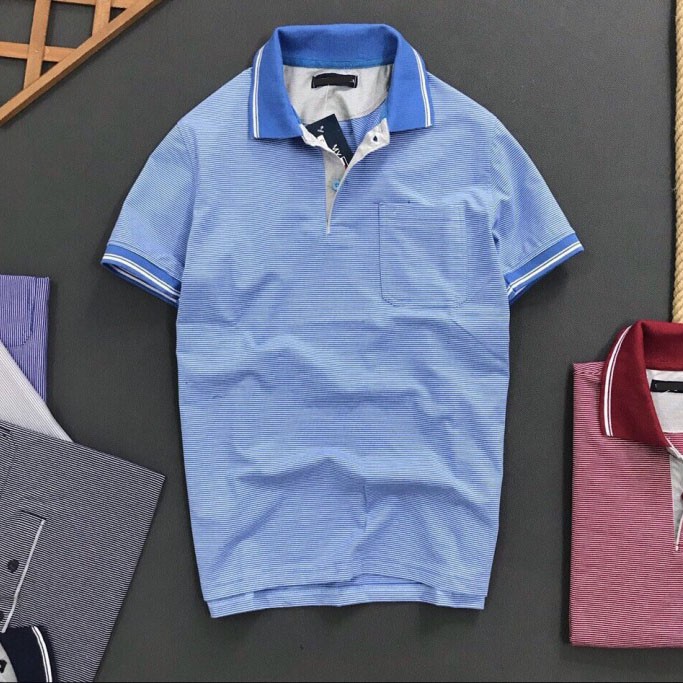 Áo thun nam có cổ phối túi kẻ sọc cao cấp KENSTORE89 ATP025 | BigBuy360 - bigbuy360.vn