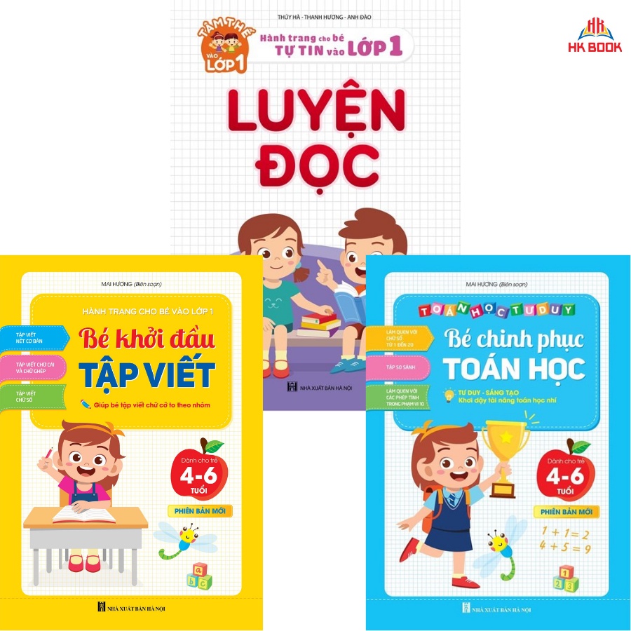 Sách - Combo luyện đọc - Bé khởi đầu tập viết - Bé chinh phục toán học (4-6 tuổi) - 3 cuốn