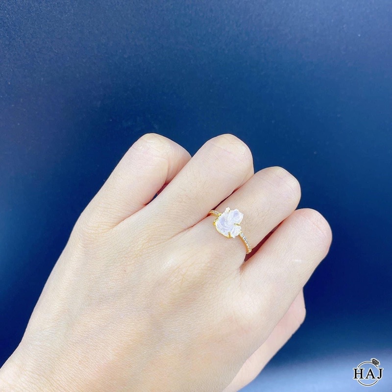 Nhẫn Hồ Ly đá Moon bọc Vàng10k