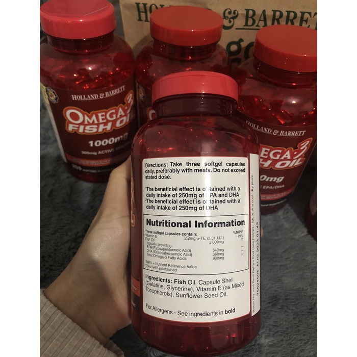 Viên dầu cá bổ sung Omega 3 Holland & Barrett 240 viên mẫu mới Anhquoc_store