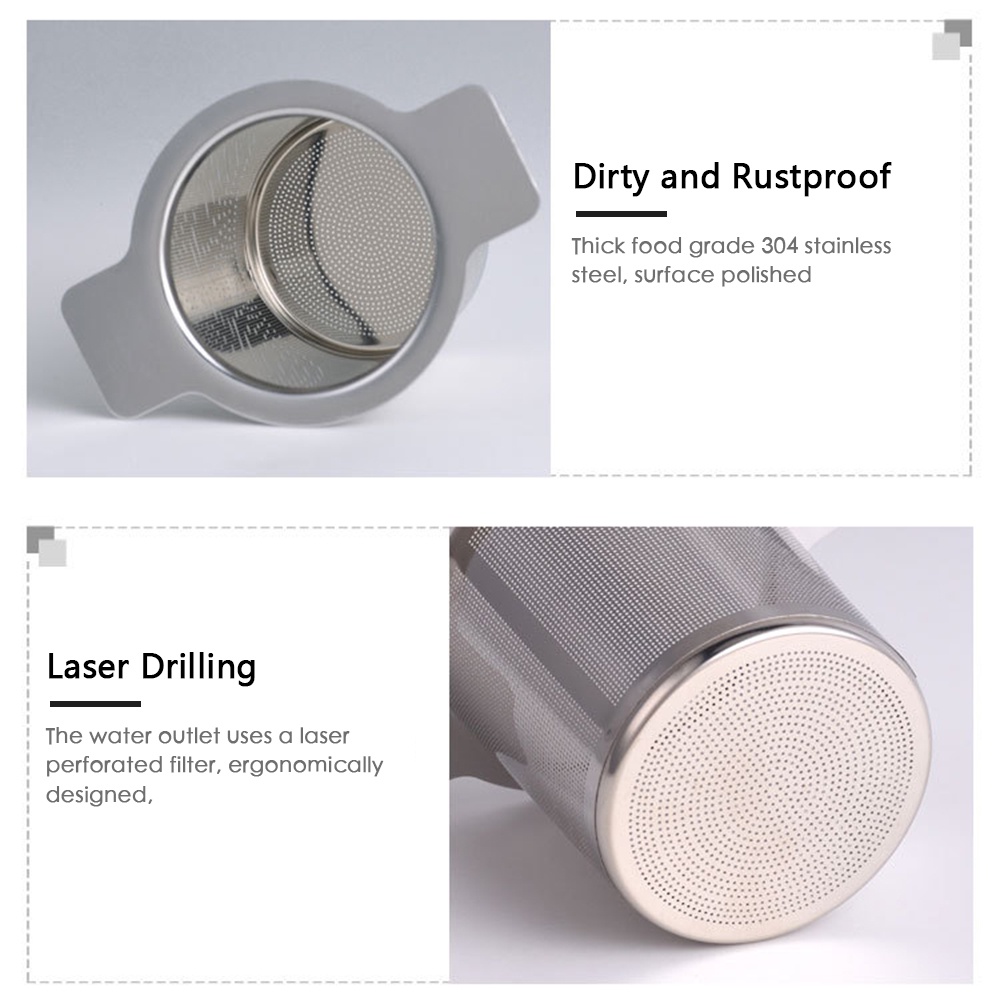 Dụng Cụ Lọc Trà / Cà Phê Bằng Thép Không Gỉ Có Hai Tay Cầm Và Nắp Đậy Tái Sử Dụng Được