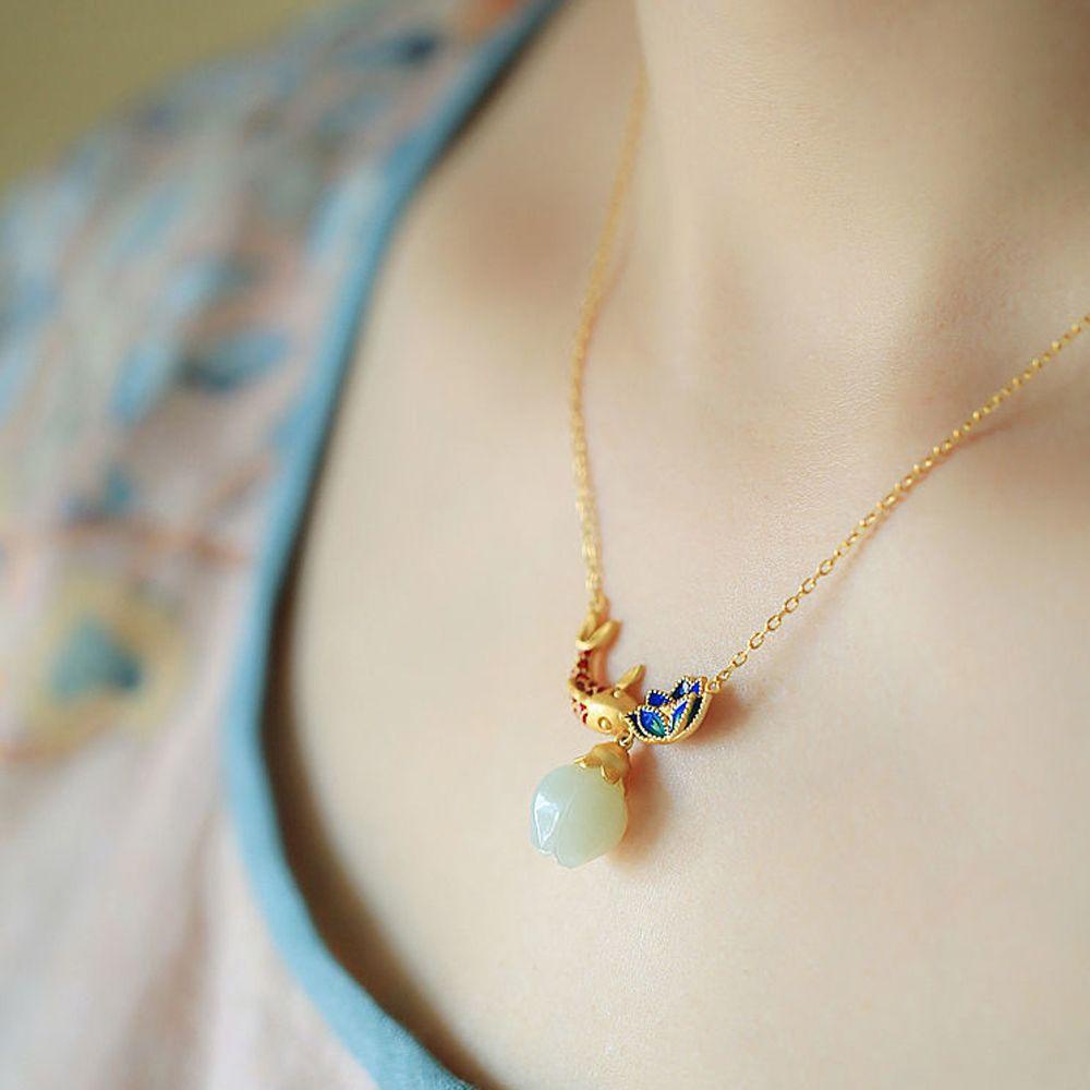 Dây Chuyền Mặt Hoa Sen Sang Trọng Phong Cách Vintage Thanh Lịch Dành Cho Nữ