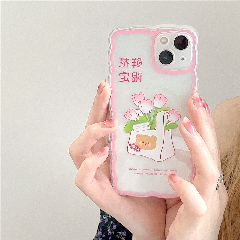 Ốp Điện Thoại Họa Tiết Hoa Và Sóng Biển Cho iphone 12 6 / 7 / 13 / 8plus / x / xr / xs / 11 / 12Mini-14