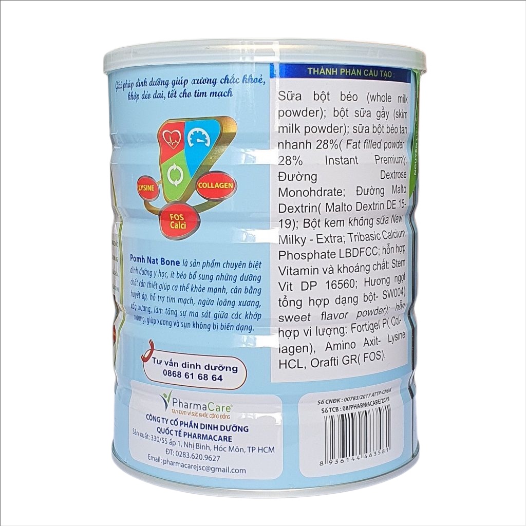 Sữa cho người già ăn kém, phòng loãng xương Pomh Nat Bone lon 900g