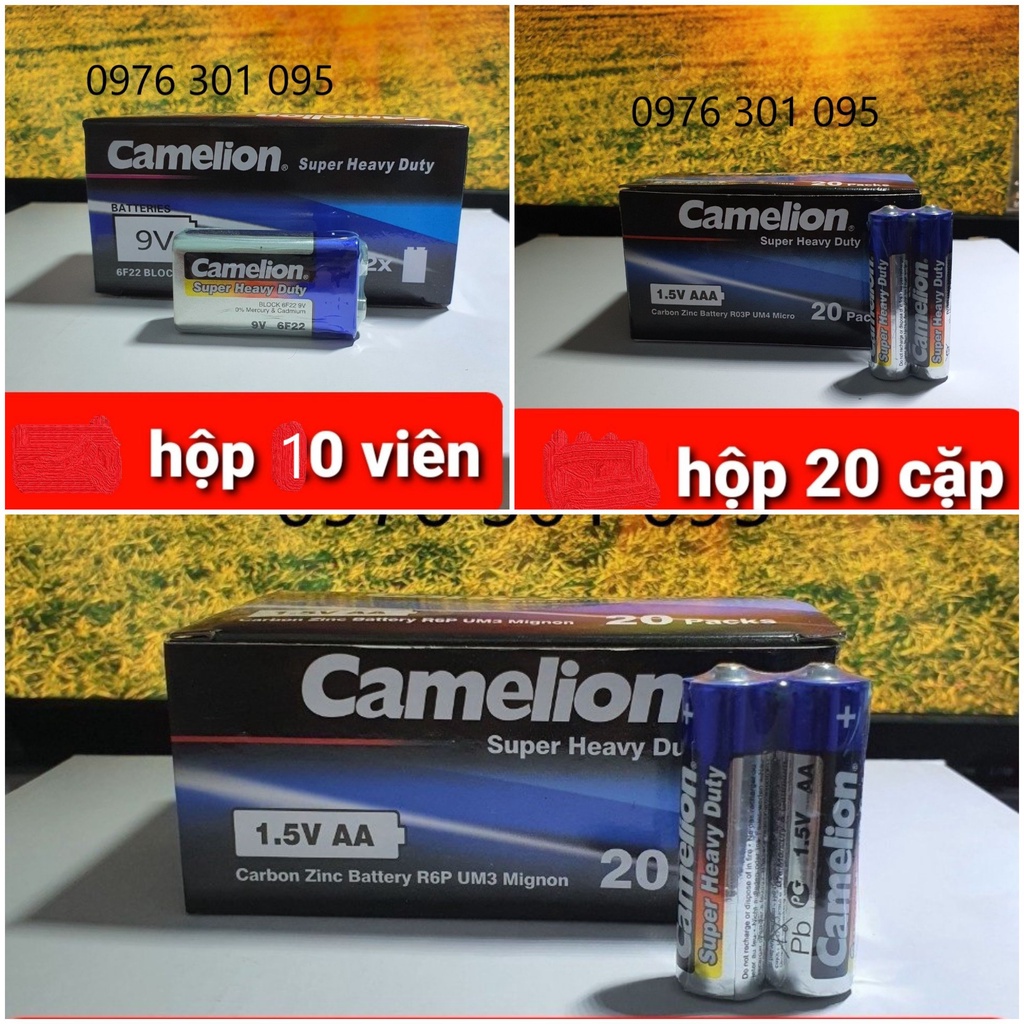 [CAMELION - Hộp] Pin AA, AAA, Vuông 9V Thông Dụng