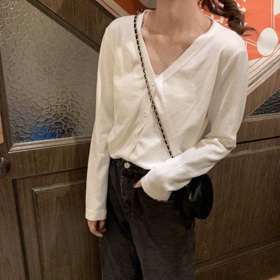 Áo Khoác Cardigan Dệt Kim Mỏng Cổ Chữ V Thời Trang Xuân Thu 32614 | BigBuy360 - bigbuy360.vn
