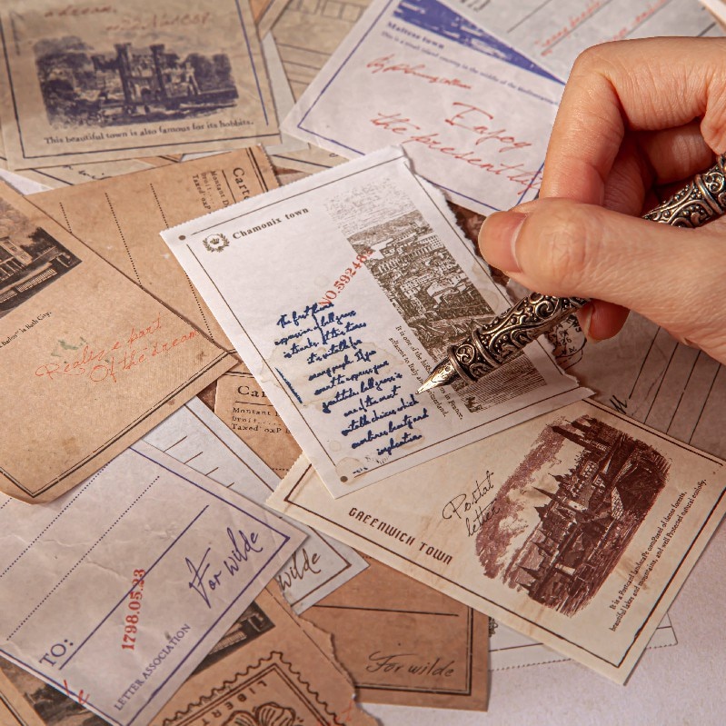 Set 50 Tờ Giấy Ghi Chú Màu Trắng Phong Cách Vintage Sáng Tạo