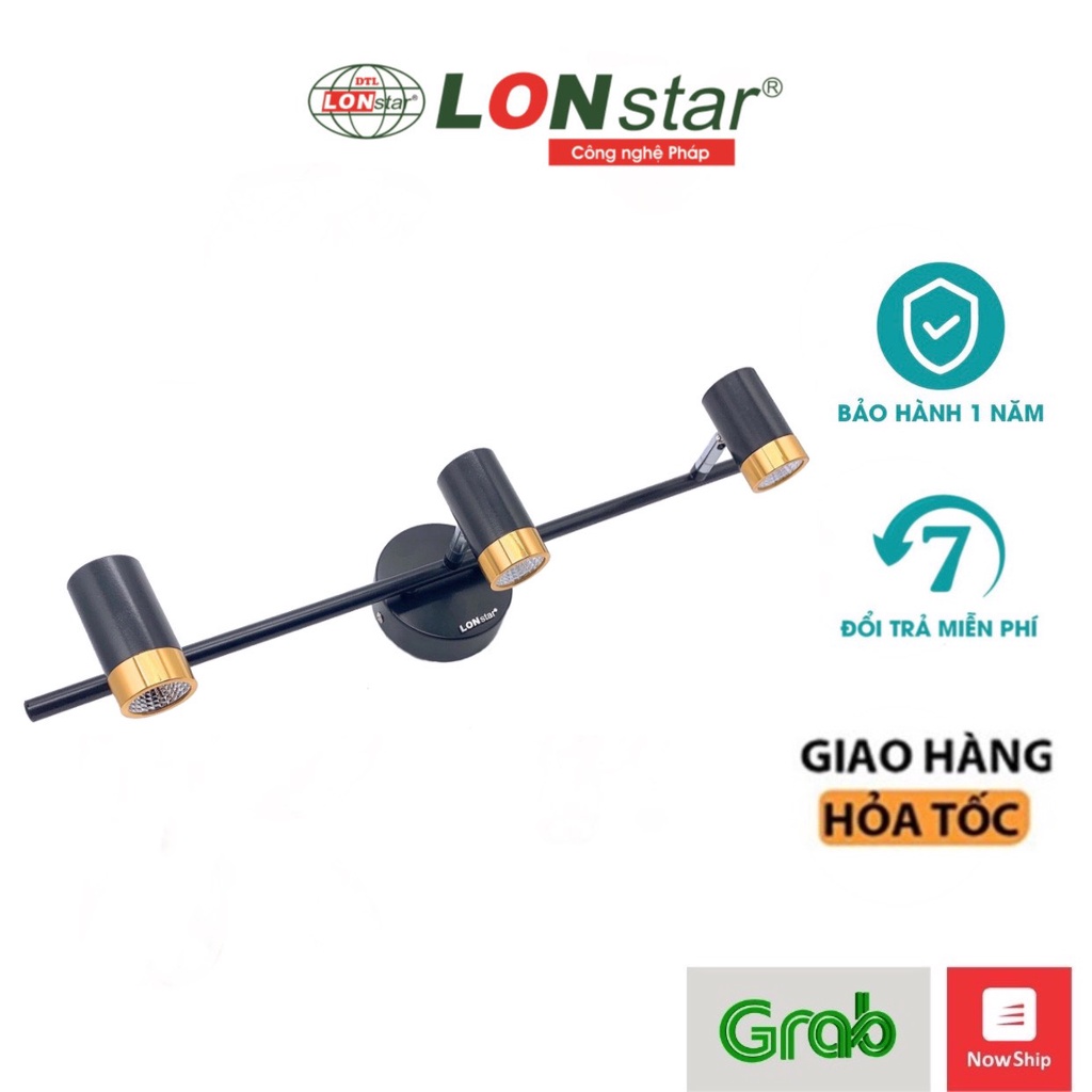 Đèn soi tranh, Đèn rọi gương LONstar 3 bóng mắt led COB 5W cực sáng ,điều chỉnh được góc chiếu