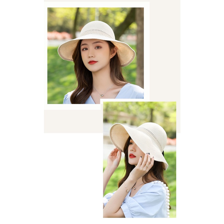 Nón Hở Đầu Vành Rộng Phối Nơ Siêu Xinh P1678
