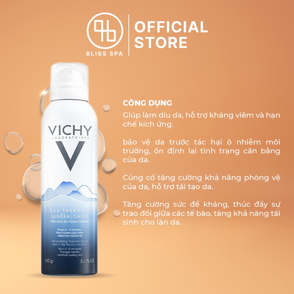 Xịt Khoáng Mặt Dưỡng Da VICHY Cấp Ẩm Cho Da Chống Lão Hóa Mineralizing Thermal Water 50ml, 150ml - Bliss Spa