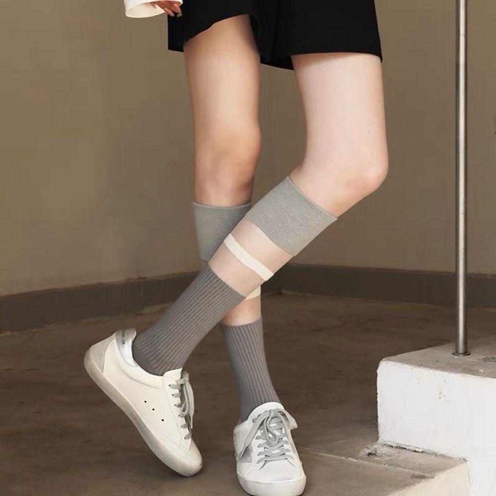 SOMEDAYZL Tất Thể Thao Vải Cotton Kẻ Sọc Thoáng Khí Kiểu Hàn Quốc Dễ Thương Cho Nữ