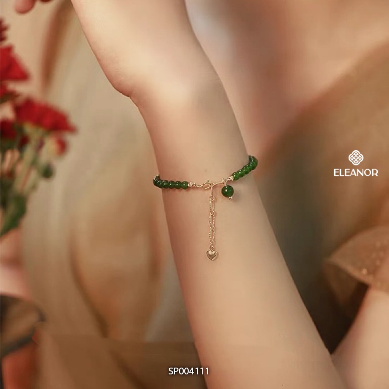 Vòng tay nữ đá xanh Eleanor Accessories dạng chuỗi hạt phụ kiện trang sức 4111
