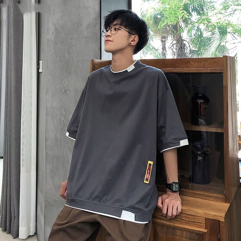 Áo thun kiểu nhiều lớp tay ngắn có size M-2xl đơn giản trẻ trung dành cho nam giới